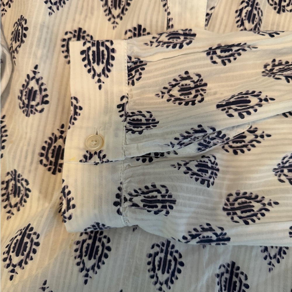Pure Jill Tunic - Ikat Print tunic - white/blue - size M tall - Picture 7 of 10